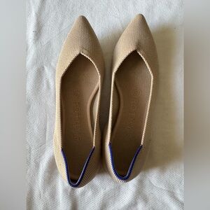 Rothy's Tan Flats with Blue Trim